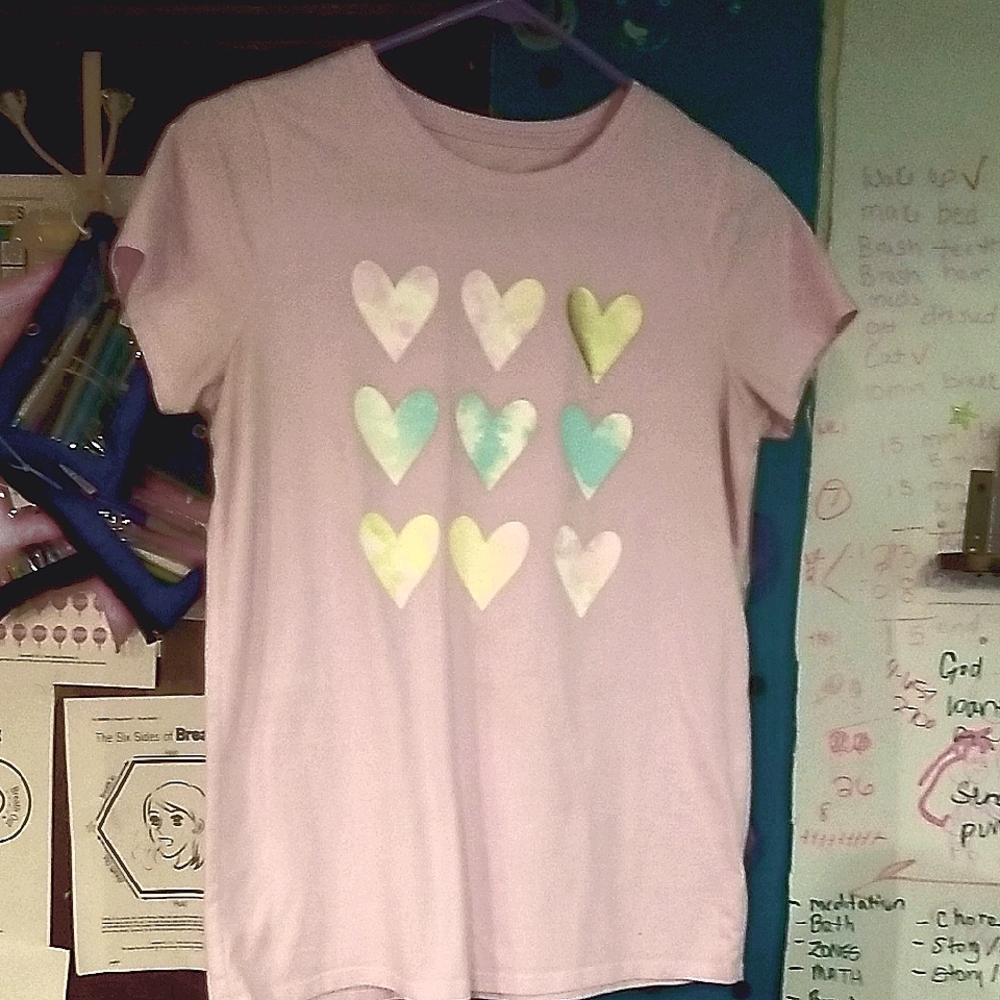 Kids Heart Print T-Shirt - Pink